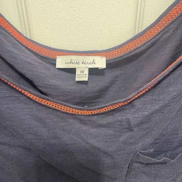 White Birch Boxy Blue shortSleeve Blouse - Picture 9 of 11